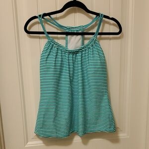 Athena White and Aqua Green Tankini Top